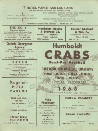 1968 Humboldt Crabs California NBC Baseball Champions