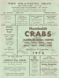 1970 Humboldt Crabs California NBC Baseball Champions
